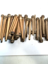 Wood Bobbins Spools Industrial Style Spindles 8" and 8.75" Wooden Quills Lot-30
