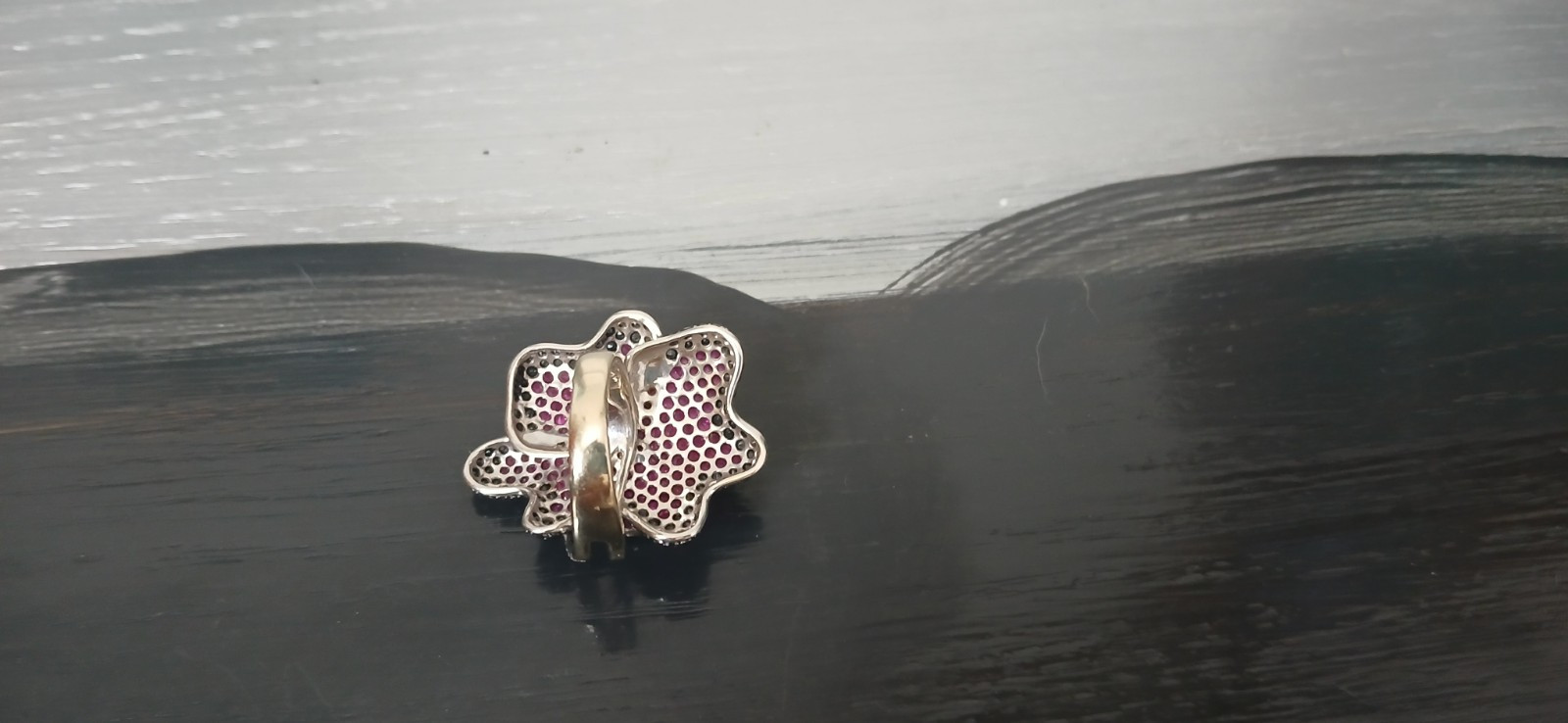 18K solid gold spectacular Ruby and Diamond Flowe… - image 10