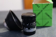 Cosmicar/Pentax C31630 16mm F/1.4 Lens with Zeiss rubber hood and box