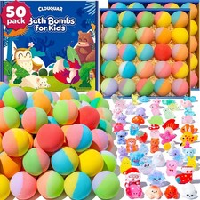 50 Pack Bath Bombs for Kids with Surprise Inside, Some Glow-in-The-Dark Toys, Na