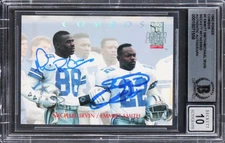 Emmitt Smith & Michael Irvin Signed 1992 Power Combos #5 Card Auto 10! BAS Slab