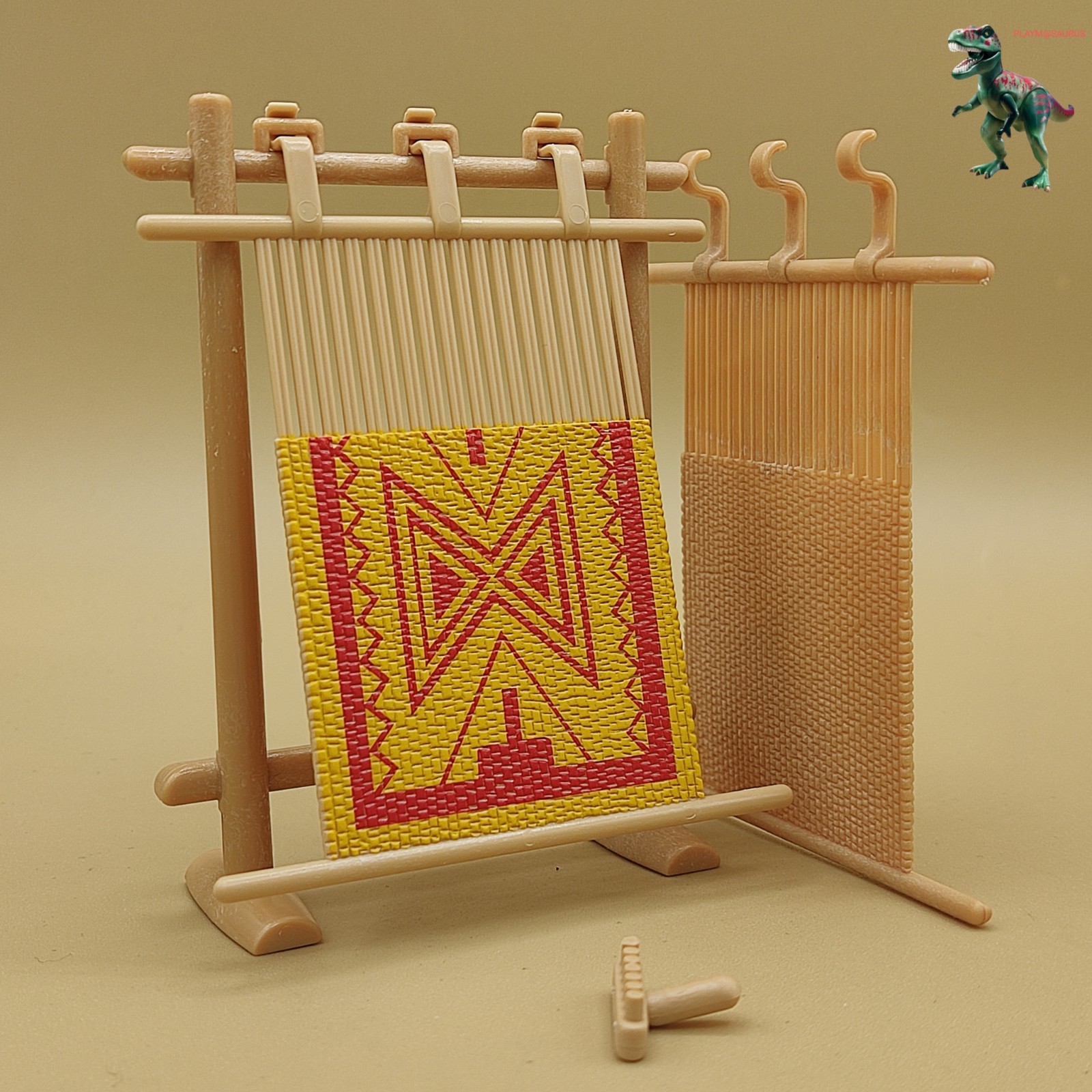 Playmobil telar con tapiz-mujer india-medieval-doncella-hilandera-campesina