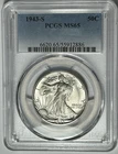 1943 S WALKING LIBERTY HALF DOLLAR PCGS MS 65