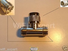 Adapter UHF male PL259 plug to 2 x SO239 female jack T RF Splitter connector USA