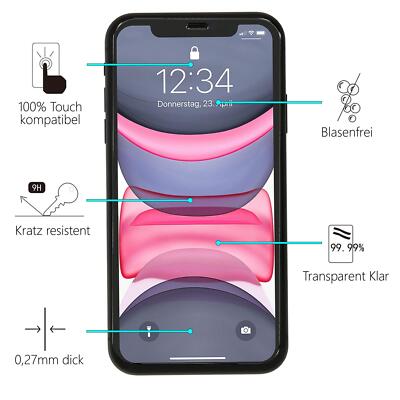 IPhone 11 / XR Bildschirmschutz [3 Stück] – 9H Gehärtetes Glas, HD Klar, Blasenfrei, Einfach Anzubringen