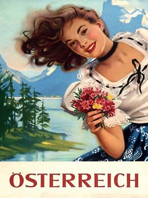 Blechschild 30x40 Pin Up Österreich alpen Urlaub Frau Wand Deko Cafe Sammler Ges