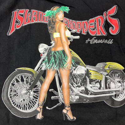 Hawaii Choppers Big Island brown graphic L t shirt
