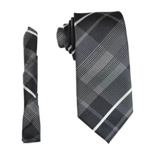 Mens Design Neck Tie & Hanky Pocket Square Set Medium Width 2.75" In 7cm By AZAR