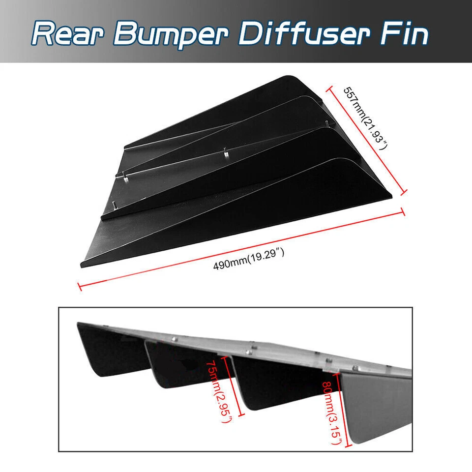 For Mazda Miata 2 3 6 Rear Diffuser Bumper Splitter 4 Fins Chin 22" x 20" - Изображение 2 из 4