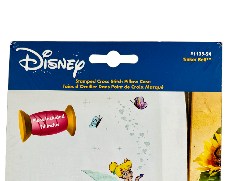 Janlynn Cross Stitch Kit Disney Tinker Bell Stamped Pillowcase 113524