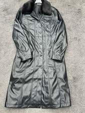Asos Reclaimed Vintage Faux Leather Pu Trench Coat Jacket Uk 12 