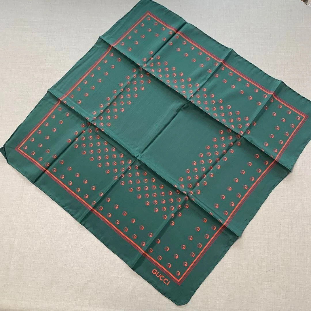 Foulard GUCCI 100% soie vert X rouge X orange authentique femme