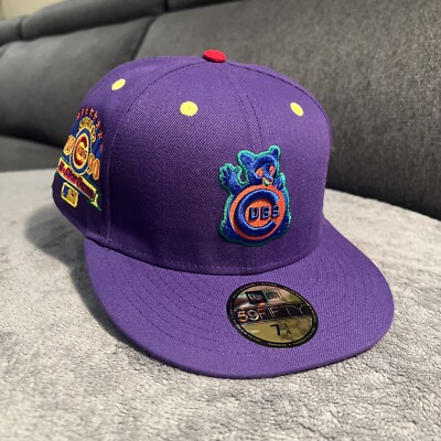 Chicago Cubs New Era￼￼ Fitted Hat Lids Exclusive Purple With Green UV-Size  3/4