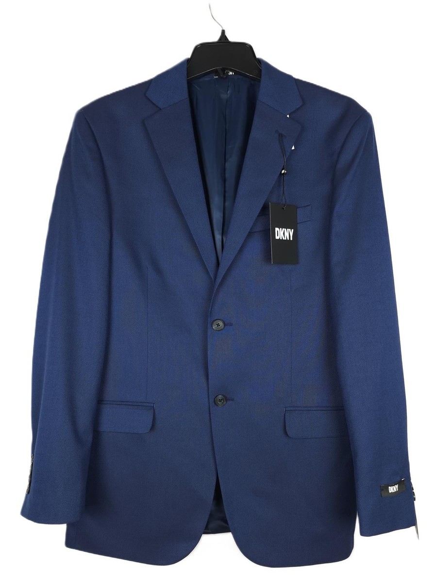 Dkny Men's Modern-Fit Stretch Suit Jacket Blue Birdseye 40R NWT