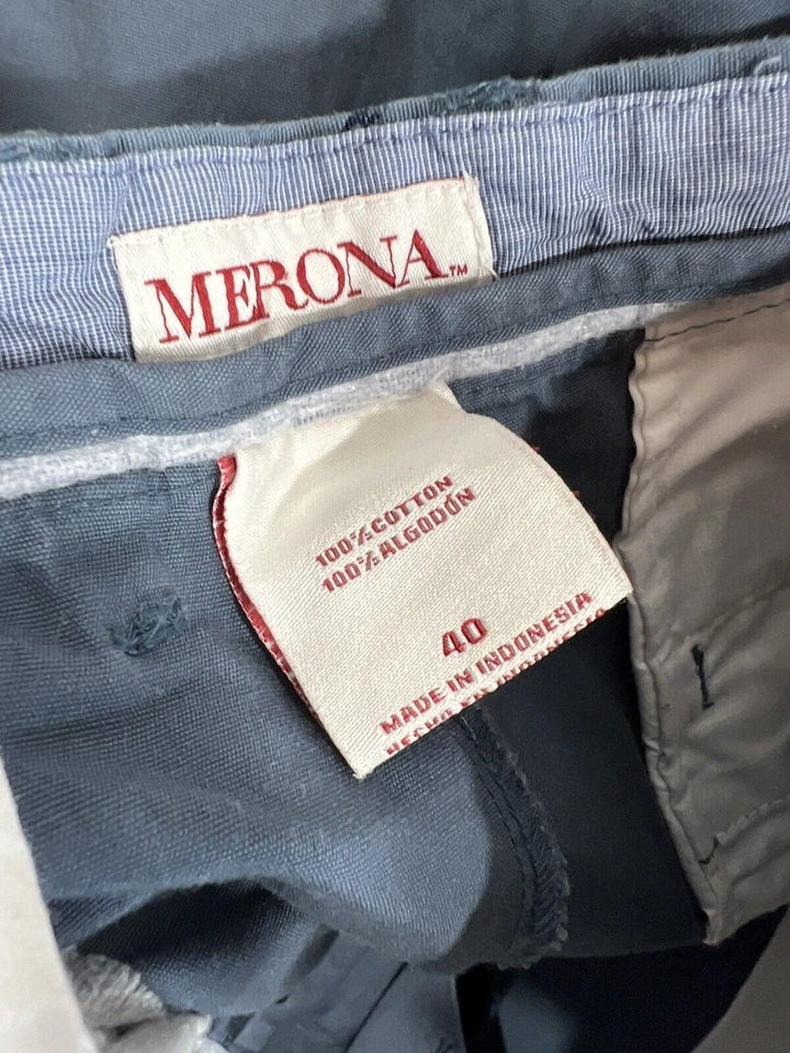 Pantalones Cortos Merona Para Hombres 40 Azul Estampado Camel Campamento Senderismo Informales Foto 2 de 4