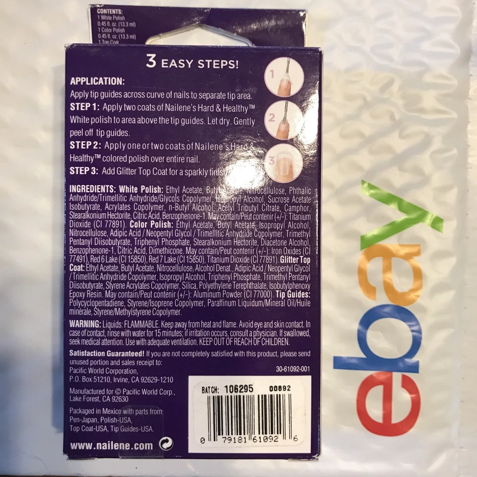 Nailene профессиональный французский блестящий маникюрный набор с наконечниками 61092 незапечатанный новый в упаковке - Изображение 3 из 3