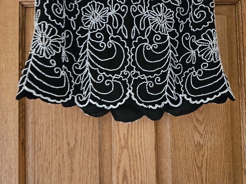 Jkara New York Women's Sz XL Black & White Beaded Sleeveless Formal Elegant Top - Picture 5 of 16