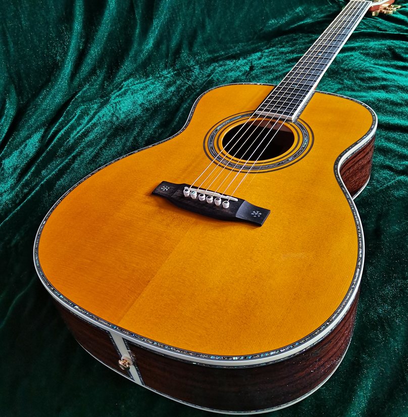 OM42 Acoustic Guitar Yellow Real Abalone Inlay with Signature Free Shipping eBay