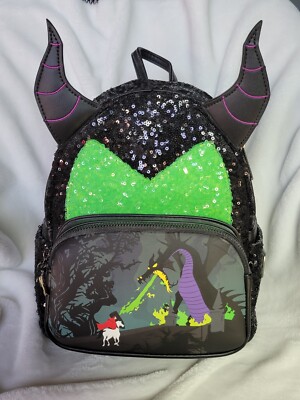 Loungefly Disney Maleficent Dragon Sequin Mini Backpack -NWT EXCLUSIVE DROP: Loungefly Disney Villains Maleficent Dragon  main image 2