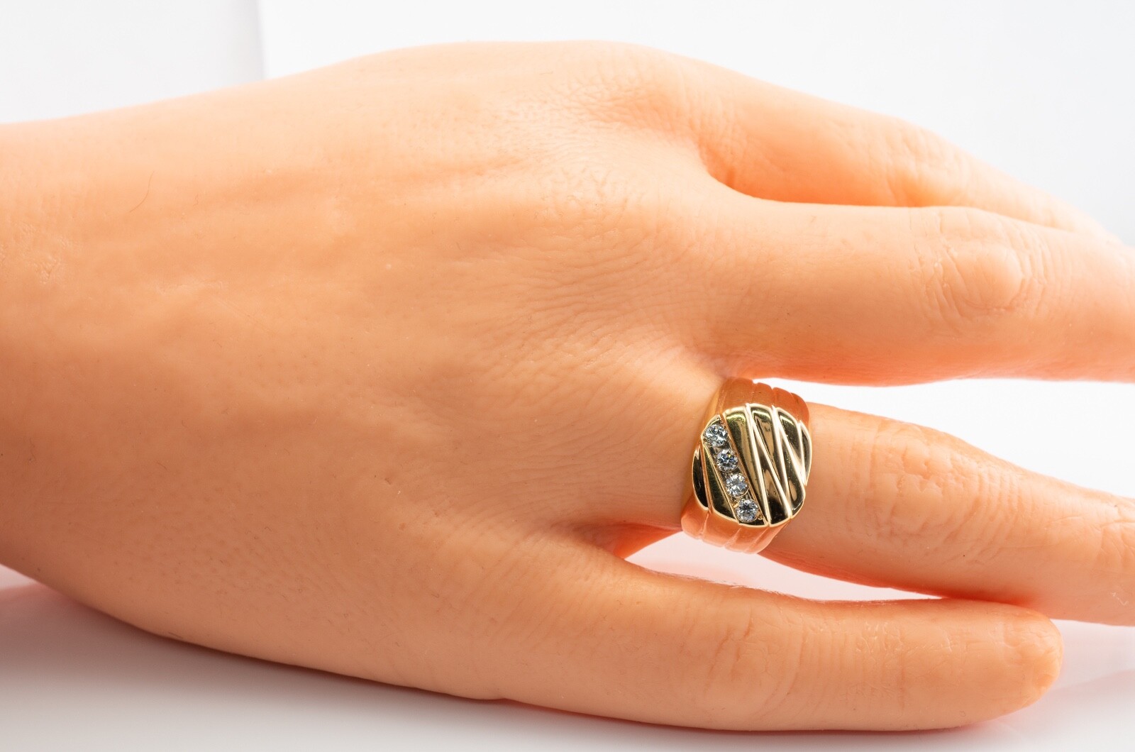 Mens Diamond Ring 14K Gold Band Vintage Estate - image 8