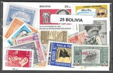 Bolivie 25 timbres différents oblitérés