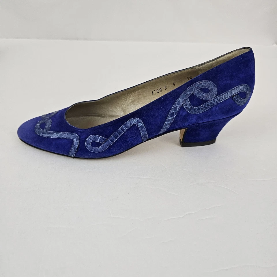 Zapatos de salón Bottega Veneta azul gamuza piel de serpiente detalle 9,5 AA Foto 2 de 4