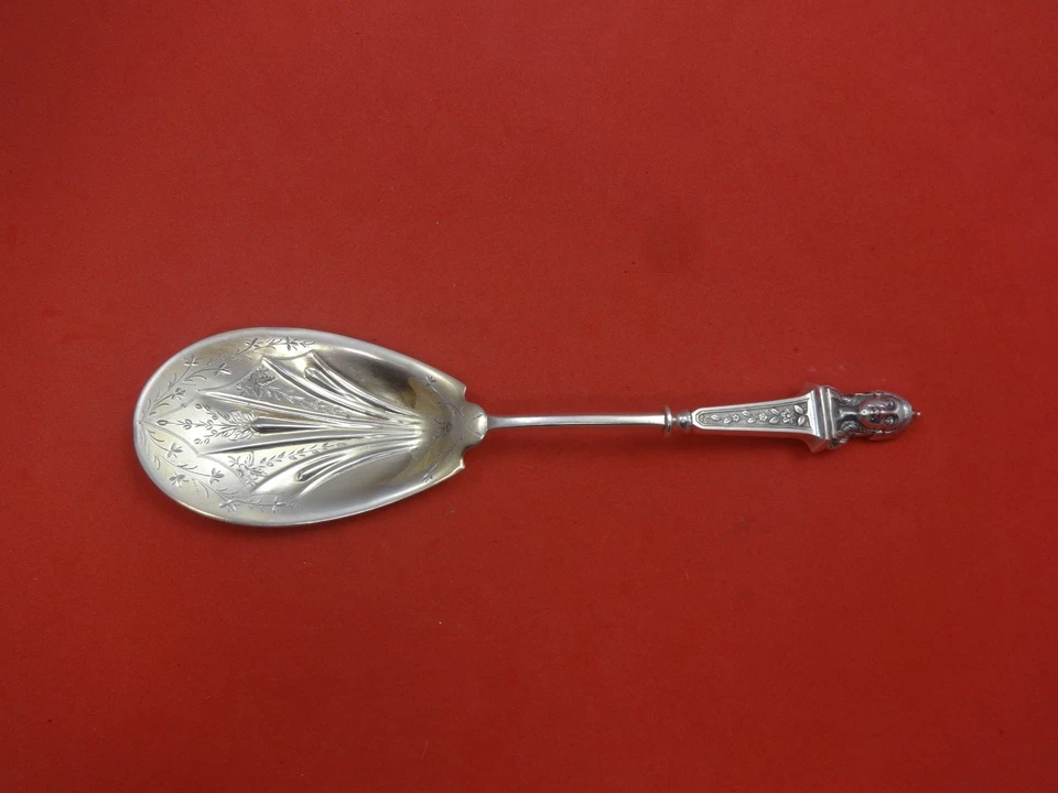 Bust by Albert Coles Sterling Silver Berry Spoon Brite-Cut 9 1/2" Figural - Image 2 of 4
