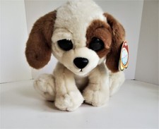 Aurora World Dog Sleepy Eyed Brown and White Spotted Puppy Plush Stuffed Animal