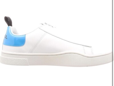 NIB Diesel Men's S-Clever Low-Sneakers Size 12.5 White/Blue Fluo