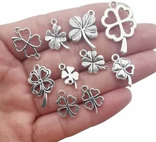 10 Shamrock Charms Clover Charms Assorted Charms 4 Leaf Clover Charms Good Luck