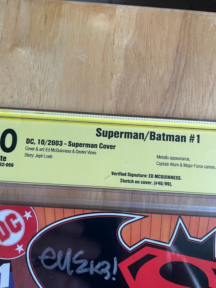SUPERMAN/BATMAN #1 CGC 9.0! MCGUINNESS & VINES COVER! 1ST PRINTING! CVR REMARK! - Image 4 of 4