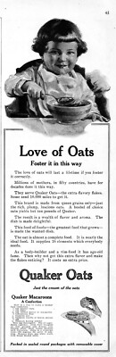 1923 Quaker Oats Cereal Vintage Print Ad Dutch Boy Haircut Macaroon Recipe 