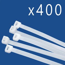 400 Pack Lot Pcs Qty - 12" Inch Nylon Cable Zip Wire Tie 120 lbs - Natural White