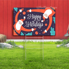 happy holidays Christmas two santas yard sign