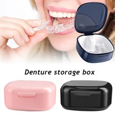 Denture Storage Box Dental Retainer Case False Teeth Brace Organizer Portable