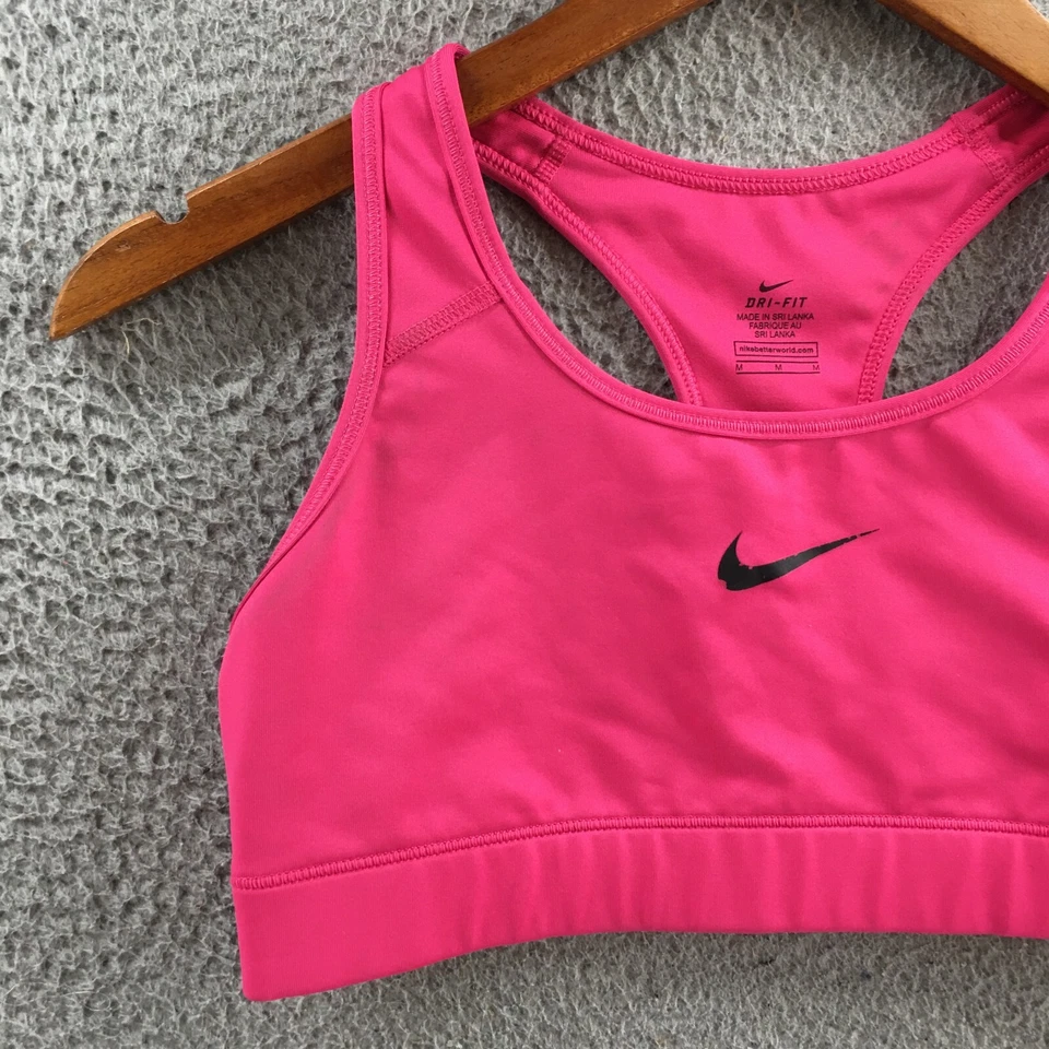 Nike Swoosh Dri-Fit спортивный бюстгальтер женщин M розовый без рукавов спортивная спина без подкладки - Изображение 2 из 4