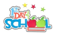 PREMADE SCRAPBOOK-PAPER PIECING-TITLE-KID-ELEMENTARY-FIRST-1st DAY OF SCHOOL