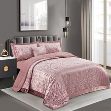 3 Piece Velvet Jacquard Bedspread Quilted Bed Throw Pillow Sham Double King Size