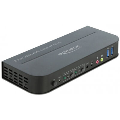 DeLOCK HDMI KVM Switch 4K 60 Hz mit USB 3.0 und Audio, KVM-Switch, schwarz