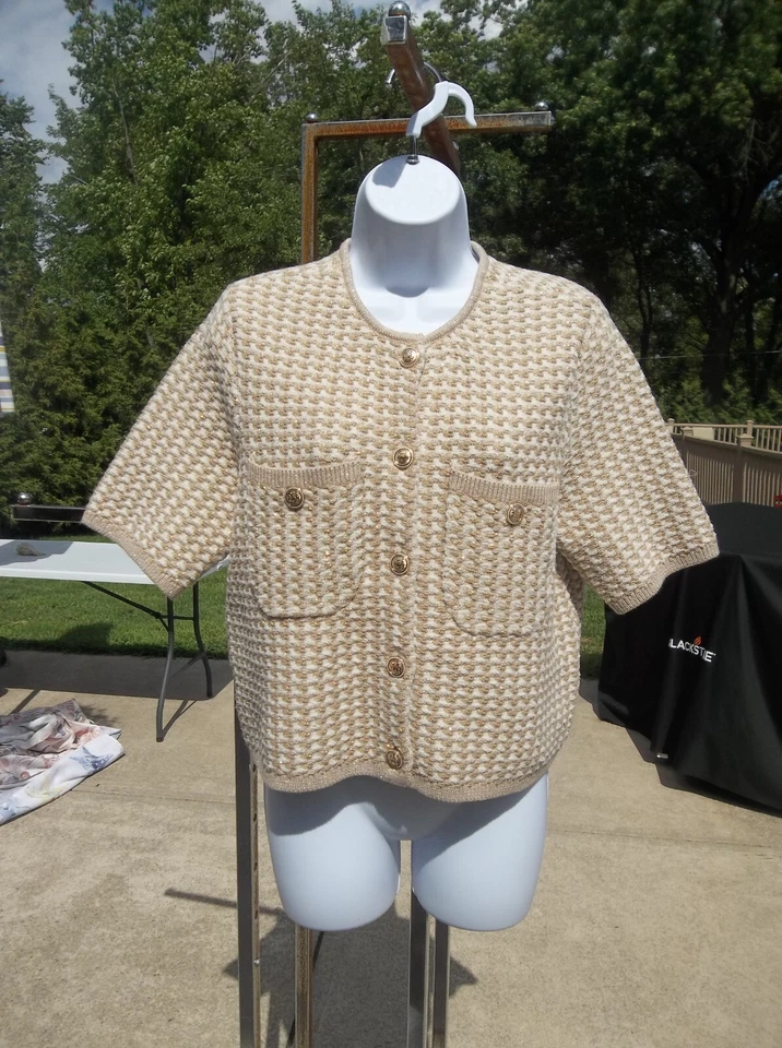 NWOT ANN TAYLOR GOLD BUTTON DOWN SWEATER M - Image 1 of 1