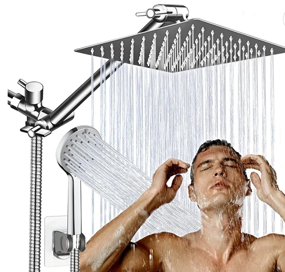 Shower Head - 10”Rain Shower Head with Handheld Spray Combo with ON/OFF Pause