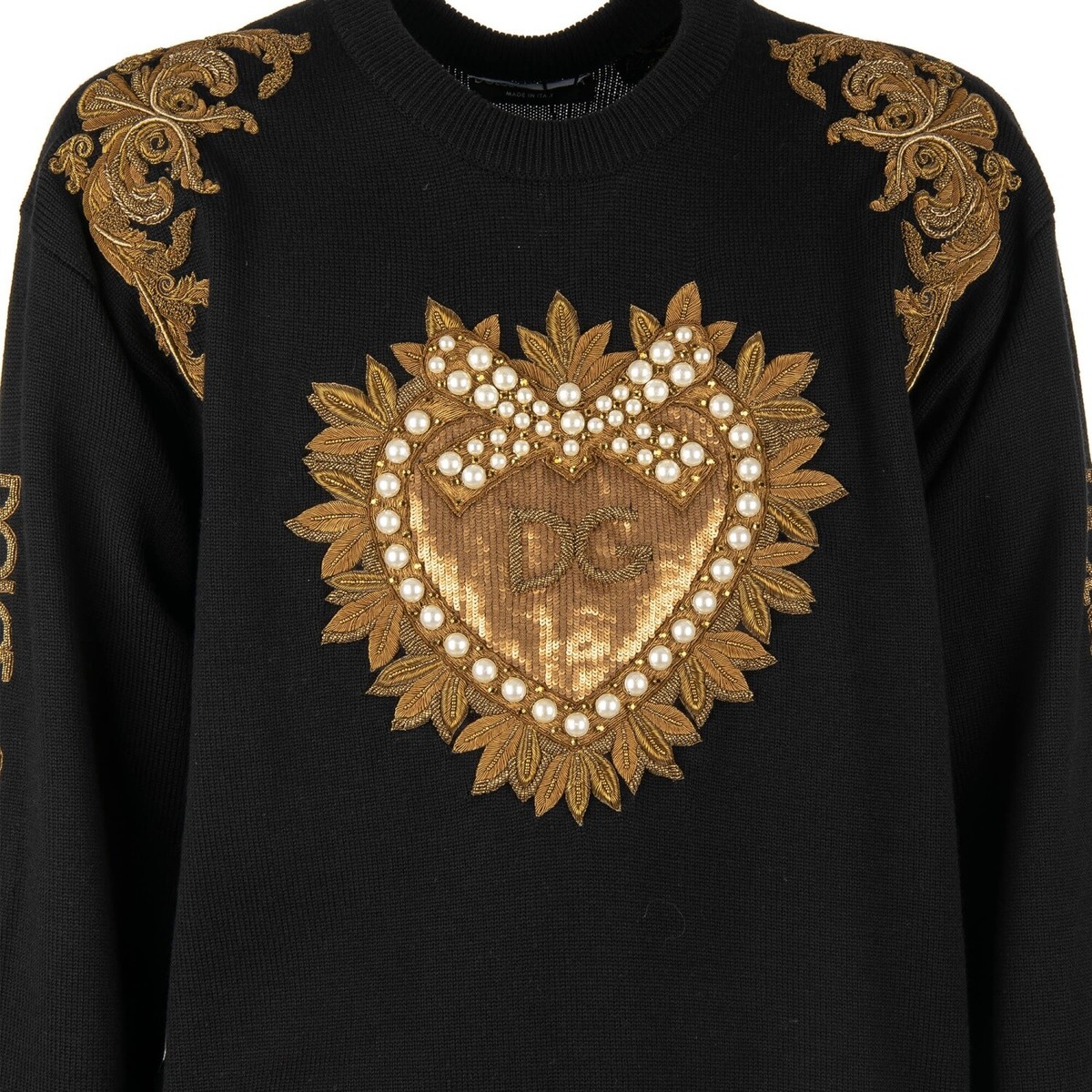 Dolce & Gabbana 黒パーカー ハート刺繍 ハート刺繍ヘビーウェイトWジップパーカー ブラック | チャ