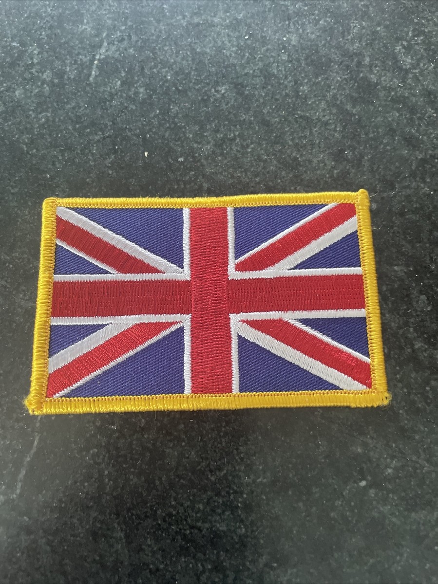 Union Jack Embroidered Iron/Sew On Applique Black UK Flag Patch British Badge - Foto 11