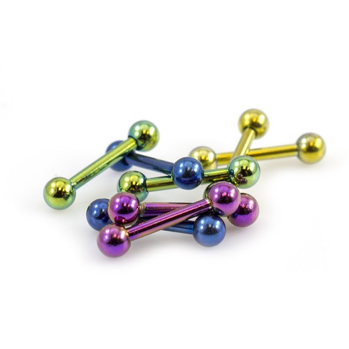 Package of 8 Straight Mini Barbell 16g Anodized Titanium 8mm Length - Picture 2 of 3