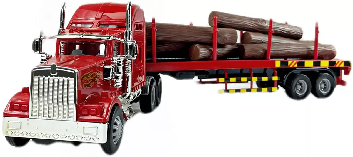 Big Rig Heavy Duty Tractor Trailer Lorry Truck Transport Lumber Kids Toy  NEW 643019916513