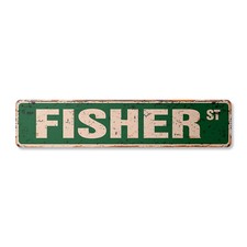 FISHER Vintage Street Sign Childrens Name Room| Indoor/Outdoor