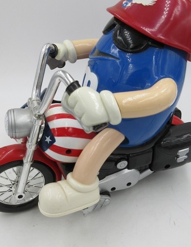 M&M Motorcycle Candy Dispenser Sidecar USA Freedom Rider Red White & Blue  - Picture 2 of 5