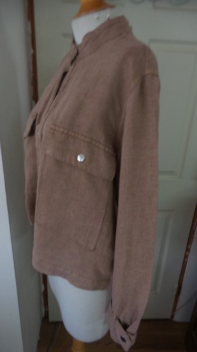 NUEVO CON ETIQUETAS Chaqueta Nicole Mezcla de Lino Frontal a Presión Marrón Claro Talla L Bolsillos Frontales a Presión - Imagen 2 de 10