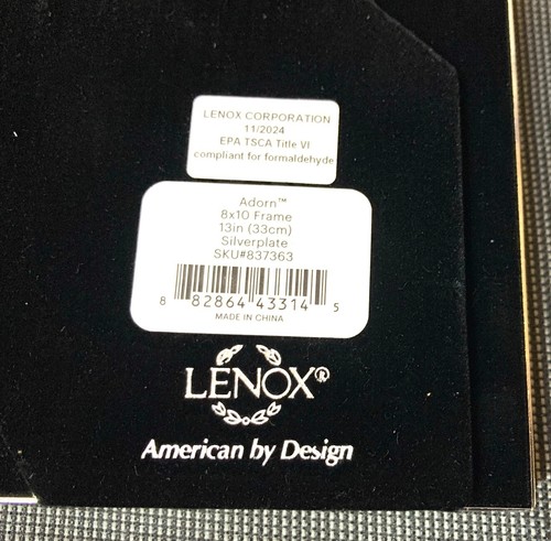 MARCO DE FOTOS LENOX ADORN PLATEADO ELEGANTE PATRÓN DE CINTA 8"x 10" 837363 nuevo en caja - Imagen 5 de 7