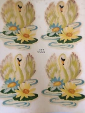Vintage Decals Swans Pond Lily Pad American  Transfers